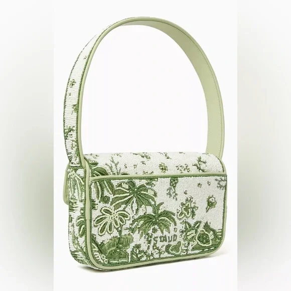 RARE Staud Tommy Beaded Bag - Green and White NWT - Picture 2 of 10